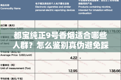 都宝纯正9号香烟适合哪些人群？怎么鉴别真伪避免踩坑？